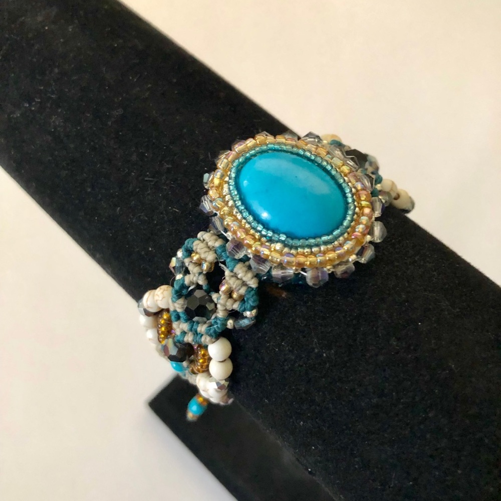 Beaded Macrame Adjustable Bracelet - image 6